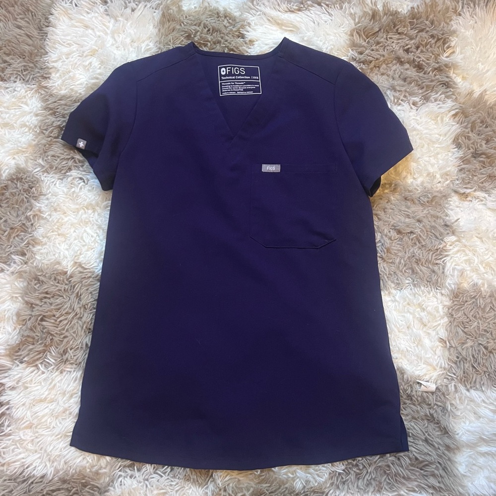 Figs Deep Purple V-Neck Scrub Top